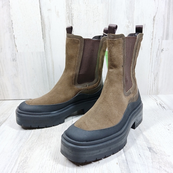 Sam Edelman Women's 8.5 Ankle Boots Lulia Waterproof Alpine Green Suede Chelsea - Picture 3 of 13